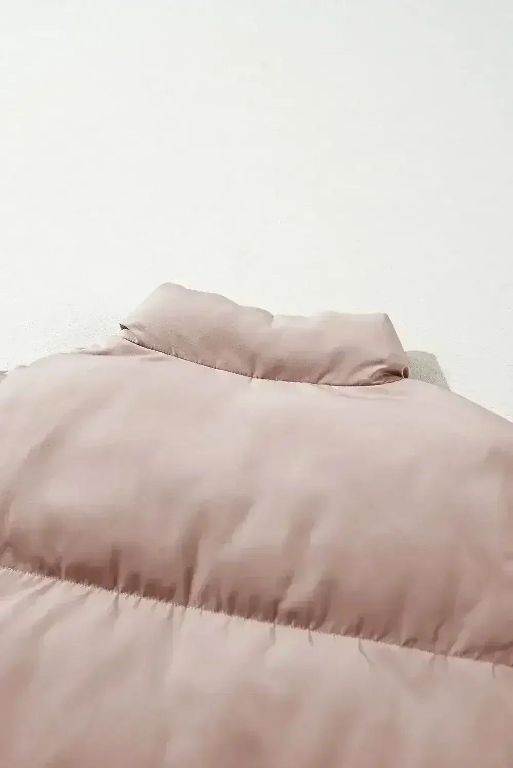 Apricot Pink Full Zipper Quilted Puffer Jacket - Femstylo