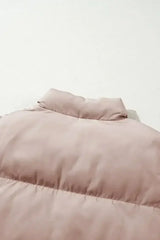 Apricot Pink Full Zipper Quilted Puffer Jacket - Femstylo