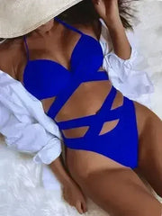 Crisscross Halter Neck Bikini Set - Femstylo