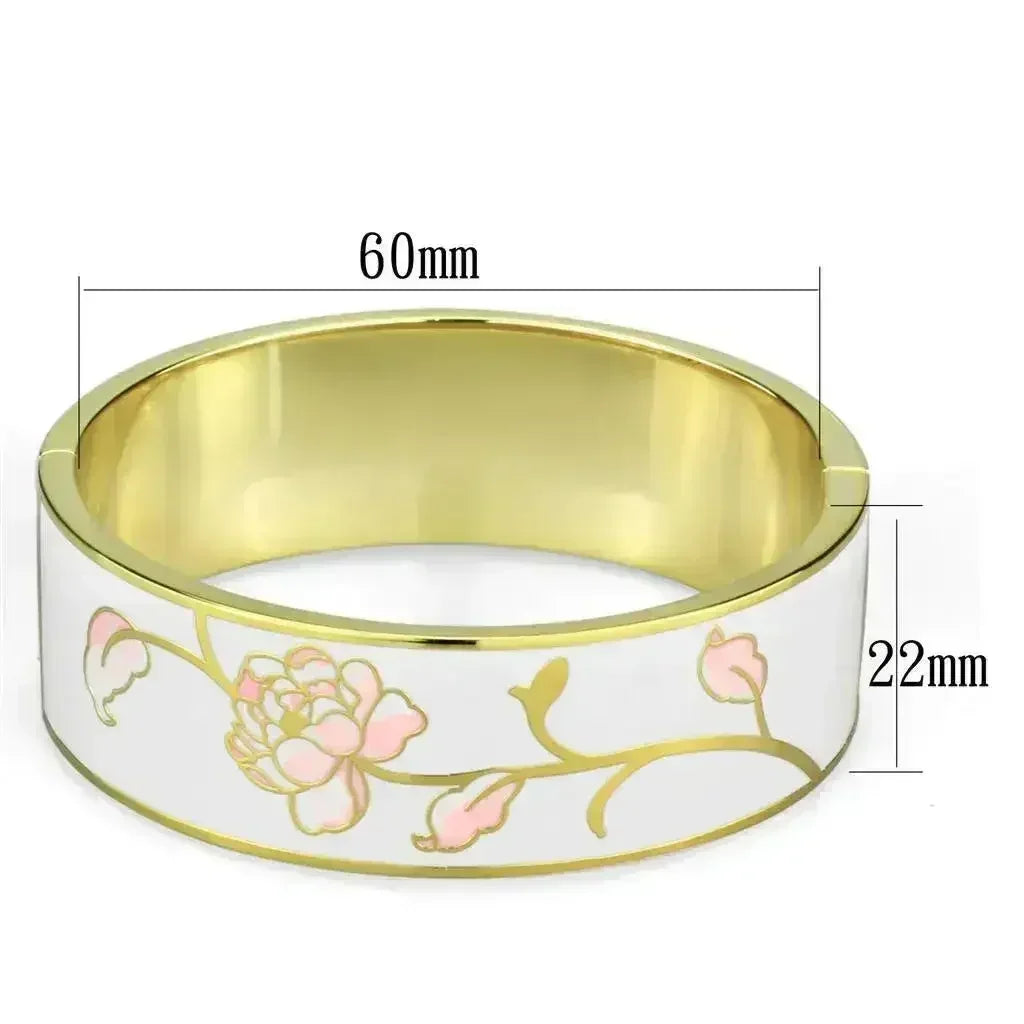3W1017 - Gold White Metal Bangle with Epoxy in White - Femstylo