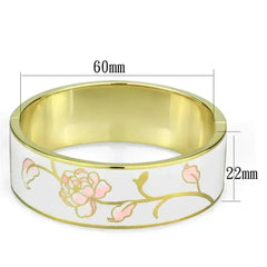 3W1017 - Gold White Metal Bangle with Epoxy in White - Femstylo