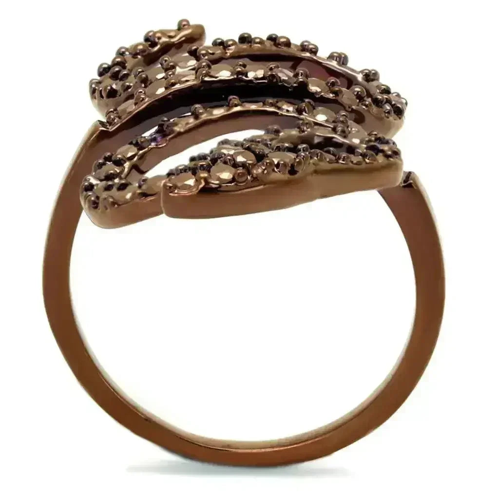 3W1150 - IP Coffee light Brass Ring with AAA Grade CZ in Light Coffee - Femstylo