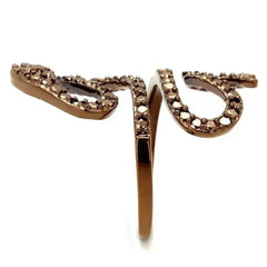 3W1150 - IP Coffee light Brass Ring with AAA Grade CZ in Light Coffee - Femstylo