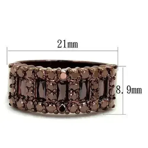 3W1163 - IP Coffee light Brass Ring with AAA Grade CZ in Light Coffee - Femstylo