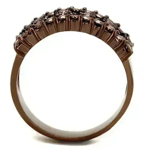3W1163 - IP Coffee light Brass Ring with AAA Grade CZ in Light Coffee - Femstylo
