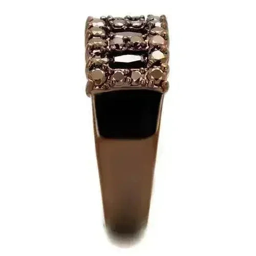 3W1163 - IP Coffee light Brass Ring with AAA Grade CZ in Light Coffee - Femstylo