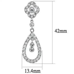 3W1351 - Rhodium Brass Earrings with AAA Grade CZ in Clear - Femstylo
