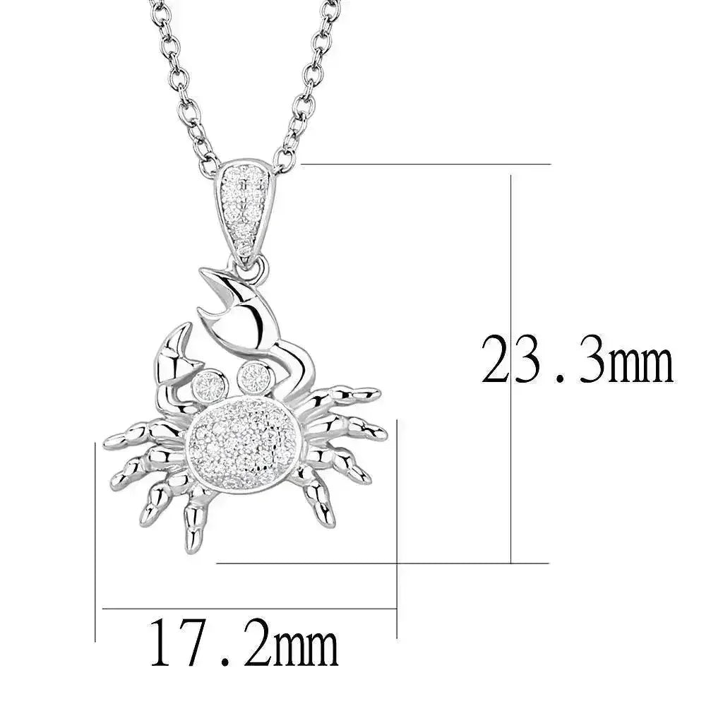 3W1377 - Rhodium 925 Sterling Silver Chain Pendant with AAA Grade CZ - Femstylo