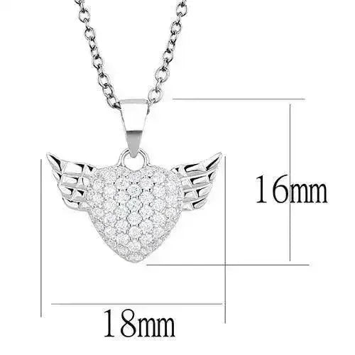 3W1378 - Rhodium 925 Sterling Silver Chain Pendant with AAA Grade CZ - Femstylo