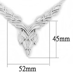 3W1418 - Rhodium Brass Jewelry Sets with AAA Grade CZ in Clear - Femstylo