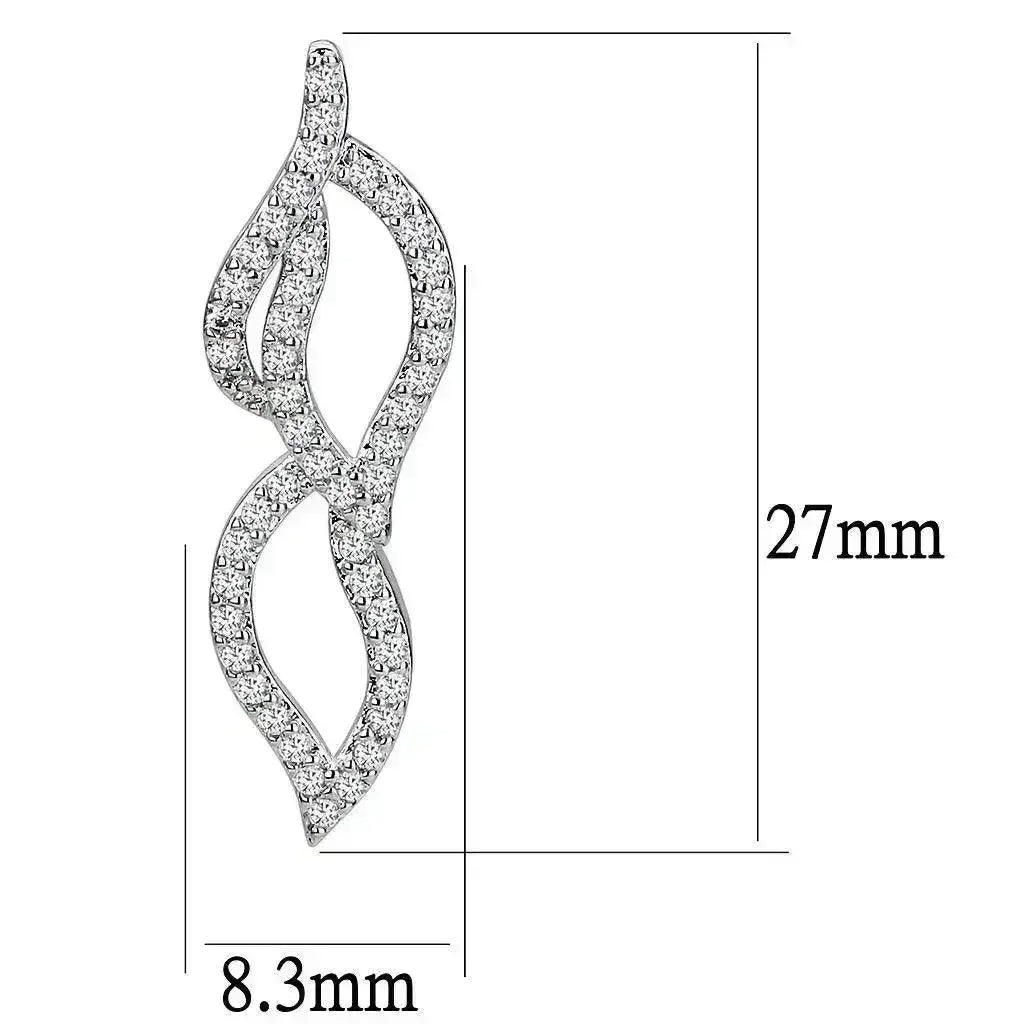 3W1418 - Rhodium Brass Jewelry Sets with AAA Grade CZ in Clear - Femstylo