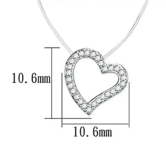 3W420 - Rhodium Brass Necklace with AAA Grade CZ in Clear - Femstylo