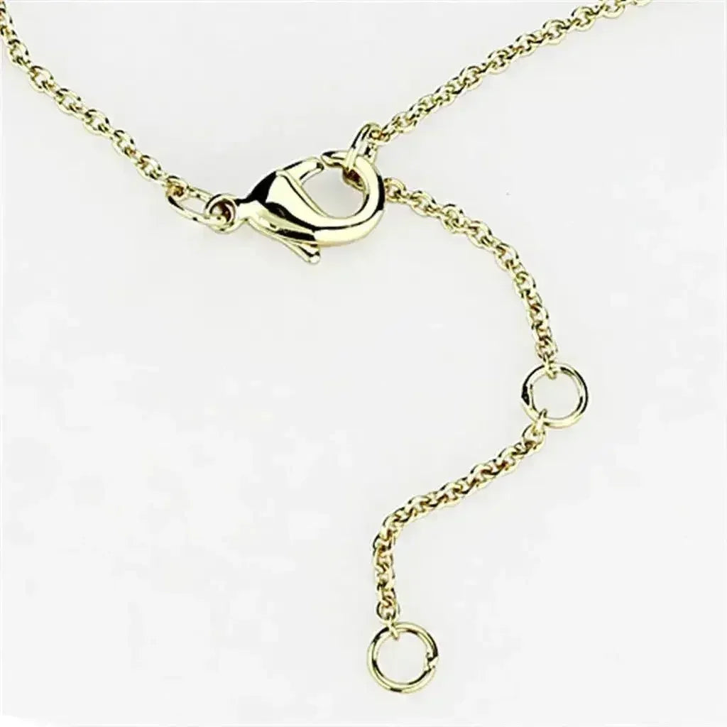 3W459 - Gold+Rhodium Brass Necklace with AAA Grade CZ in Clear - Femstylo