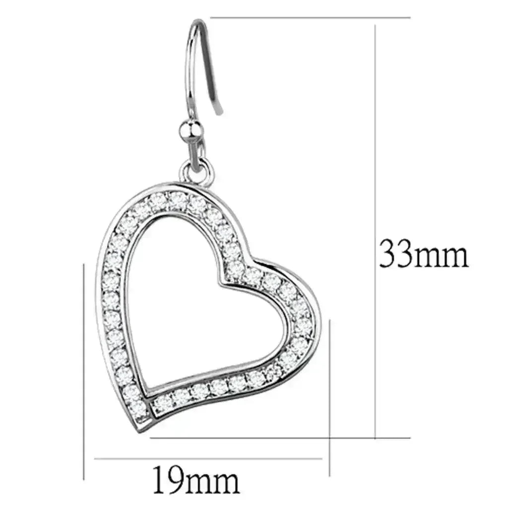 3W628 - Rhodium Brass Earrings with AAA Grade CZ in Clear - Femstylo