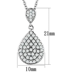 3W720 - Rhodium Brass Necklace with AAA Grade CZ in Clear - Femstylo