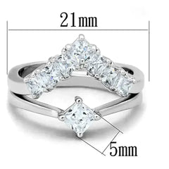 3W815 - Rhodium Brass Ring with AAA Grade CZ in Clear - Femstylo
