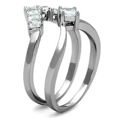 3W815 - Rhodium Brass Ring with AAA Grade CZ in Clear - Femstylo