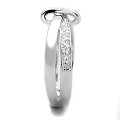3W819 - Rhodium Brass Ring with AAA Grade CZ in Clear - Femstylo
