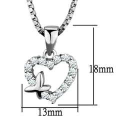 3W840 - Rhodium Brass Chain Pendant with AAA Grade CZ in Clear - Femstylo
