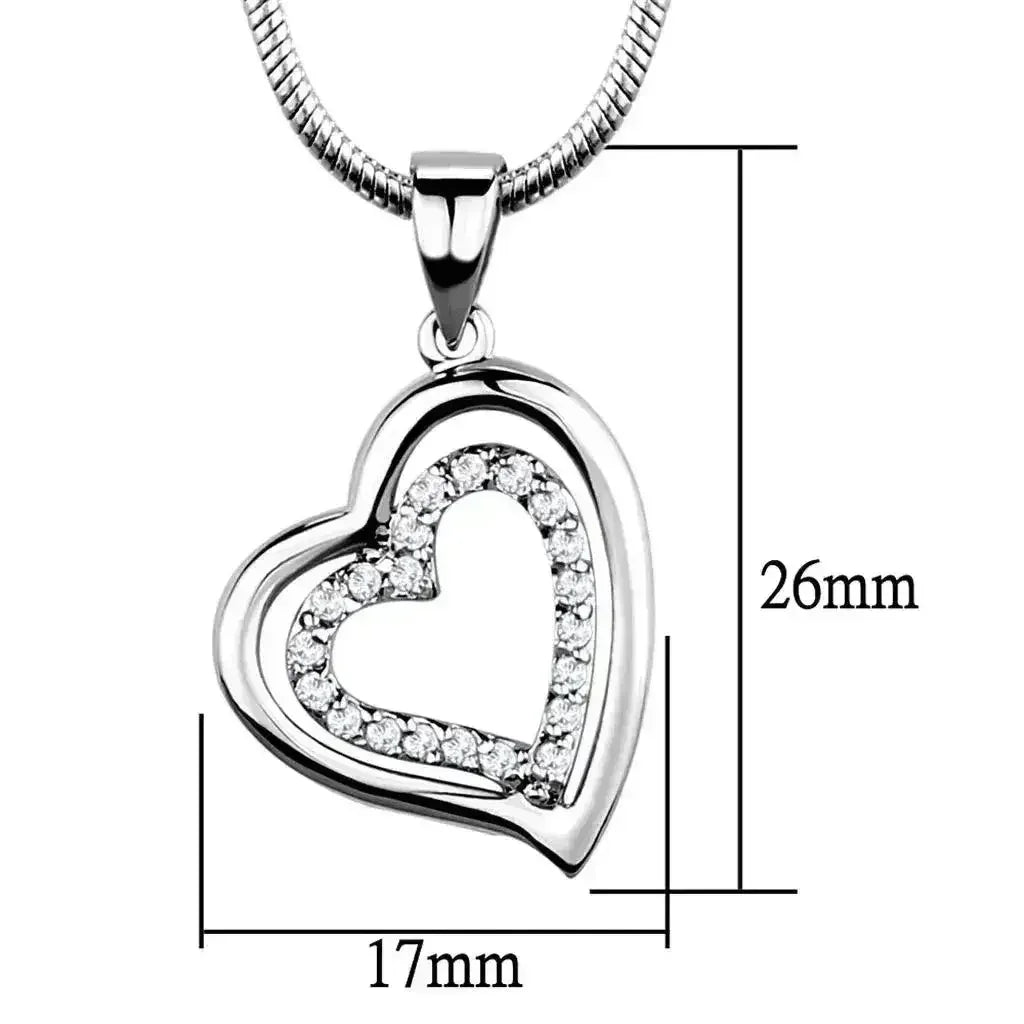 3W841 - Rhodium Brass Chain Pendant with AAA Grade CZ in Clear - Femstylo
