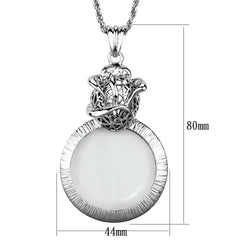 3W913 - Rhodium Brass Magnifier pendant with Synthetic Synthetic Glass - Femstylo