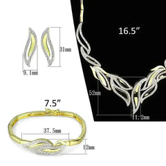3W941 - Gold+Rhodium Brass Jewelry Sets with AAA Grade CZ in Clear - Femstylo