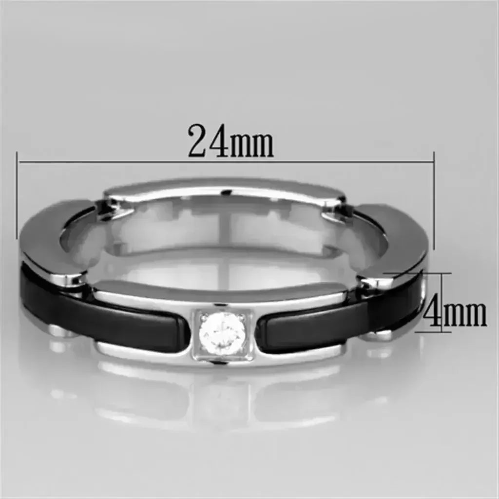 3W962 - High polished (no plating) Stainless Steel Ring with Ceramic - Femstylo