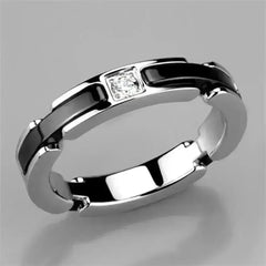 3W962 - High polished (no plating) Stainless Steel Ring with Ceramic - Femstylo
