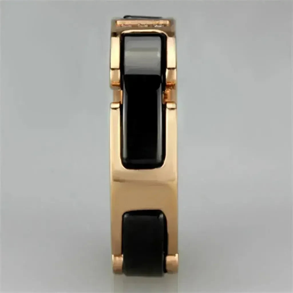 3W964 - IP Rose Gold(Ion Plating) Stainless Steel Ring with Ceramic - Femstylo