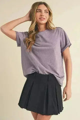 Aemi + Co Exposed Seam Round Neck Short Sleeve T-Shirt - Femstylo