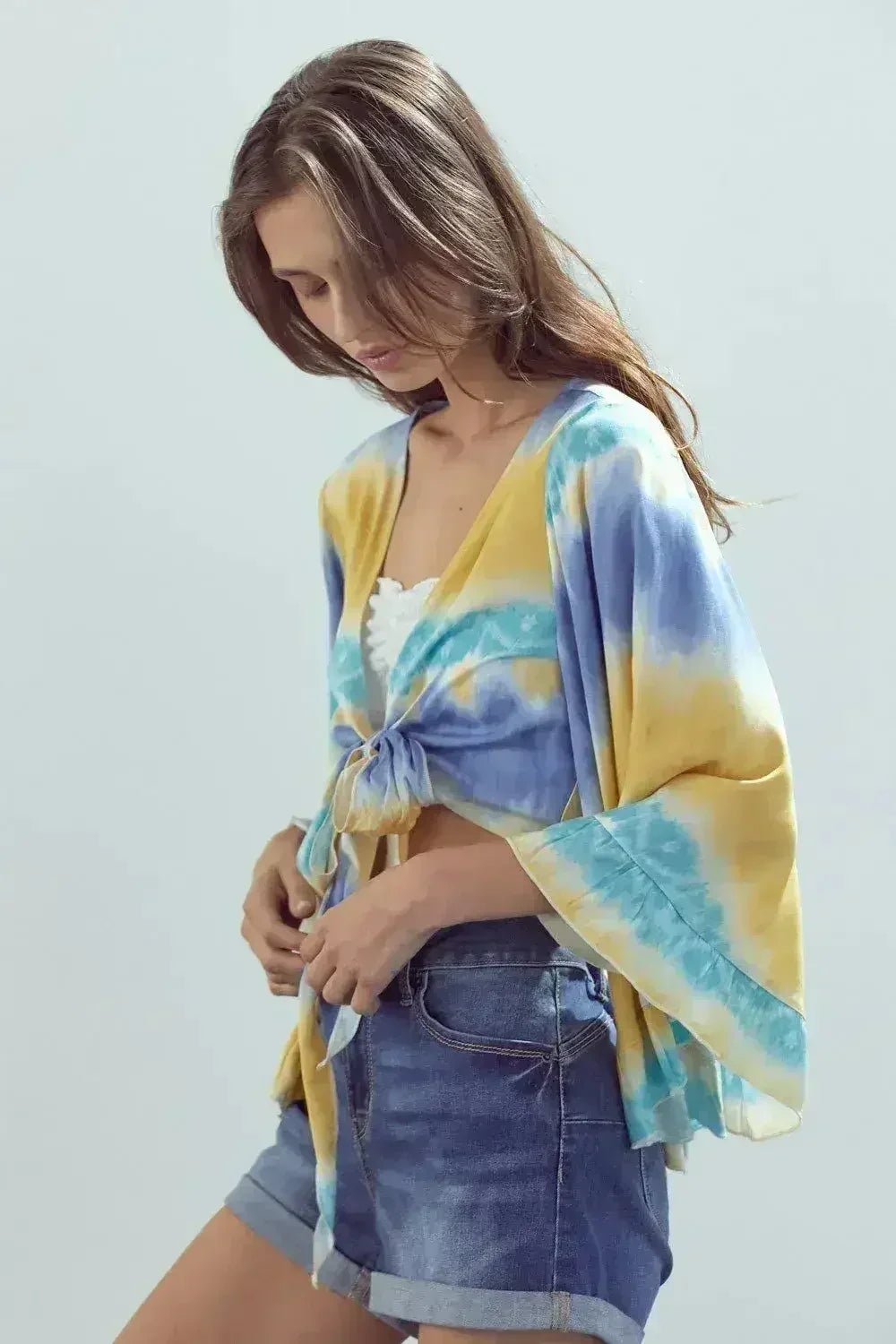Bell-Sleeve Tie-Dye Crop Top – Flowy Sleeves & Stylish Design - Femstylo