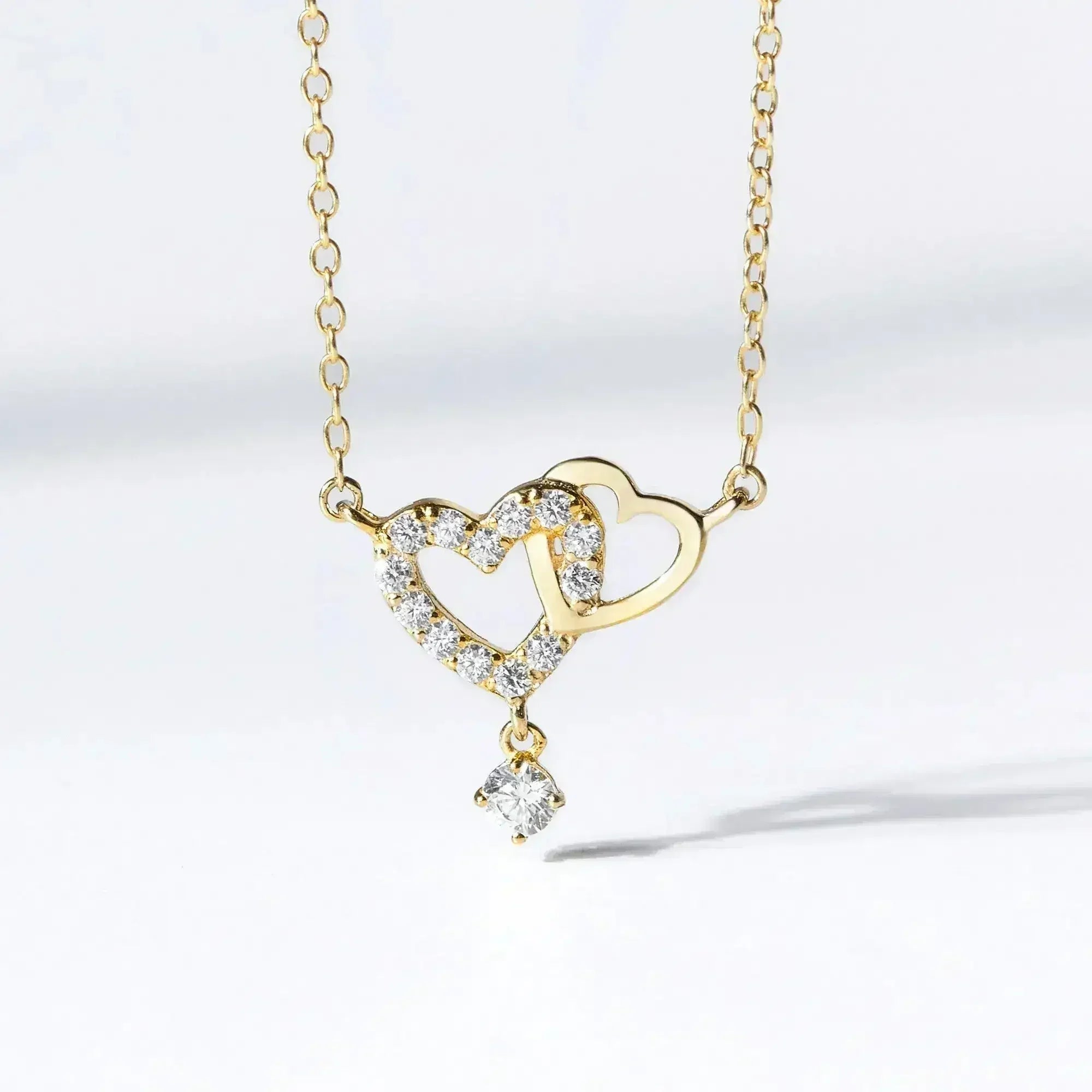 Heart Link Necklace, Interwined Heart Silver Necklace, Women Necklace - Femstylo