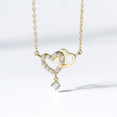 Heart Link Necklace, Interwined Heart Silver Necklace, Women Necklace - Femstylo