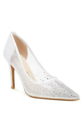High Ball Mesh Rhinestone Stiletto Pumps - Femstylo