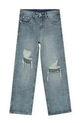 Distressed Wide Leg Jeans with Pockets - Femstylo