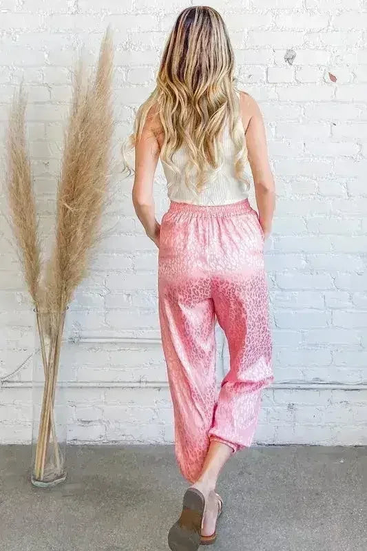 And The Why Satin Leopard Print Joggers - Femstylo