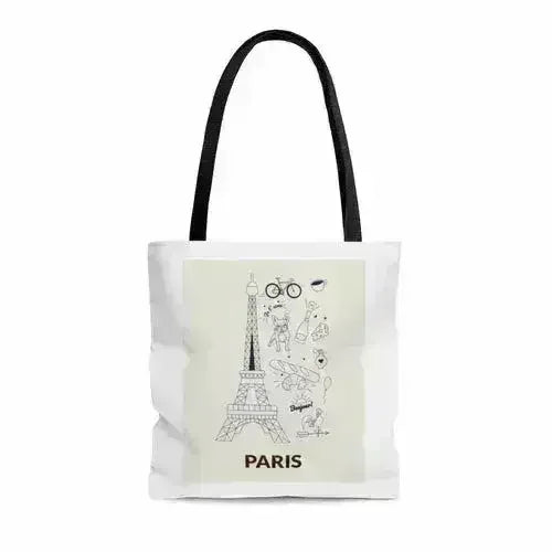 Paris Print Tote Bag - Durable Polyester Beach Bag | Femstylo - Femstylo