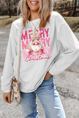White Twisted Ribbed Merry Christmas Nutcracker King Heat Transfer Printing Sweatshirt
