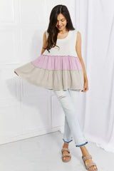 Lavender Color Block Baby doll Top - Sunset Design | Femstylo - Femstylo