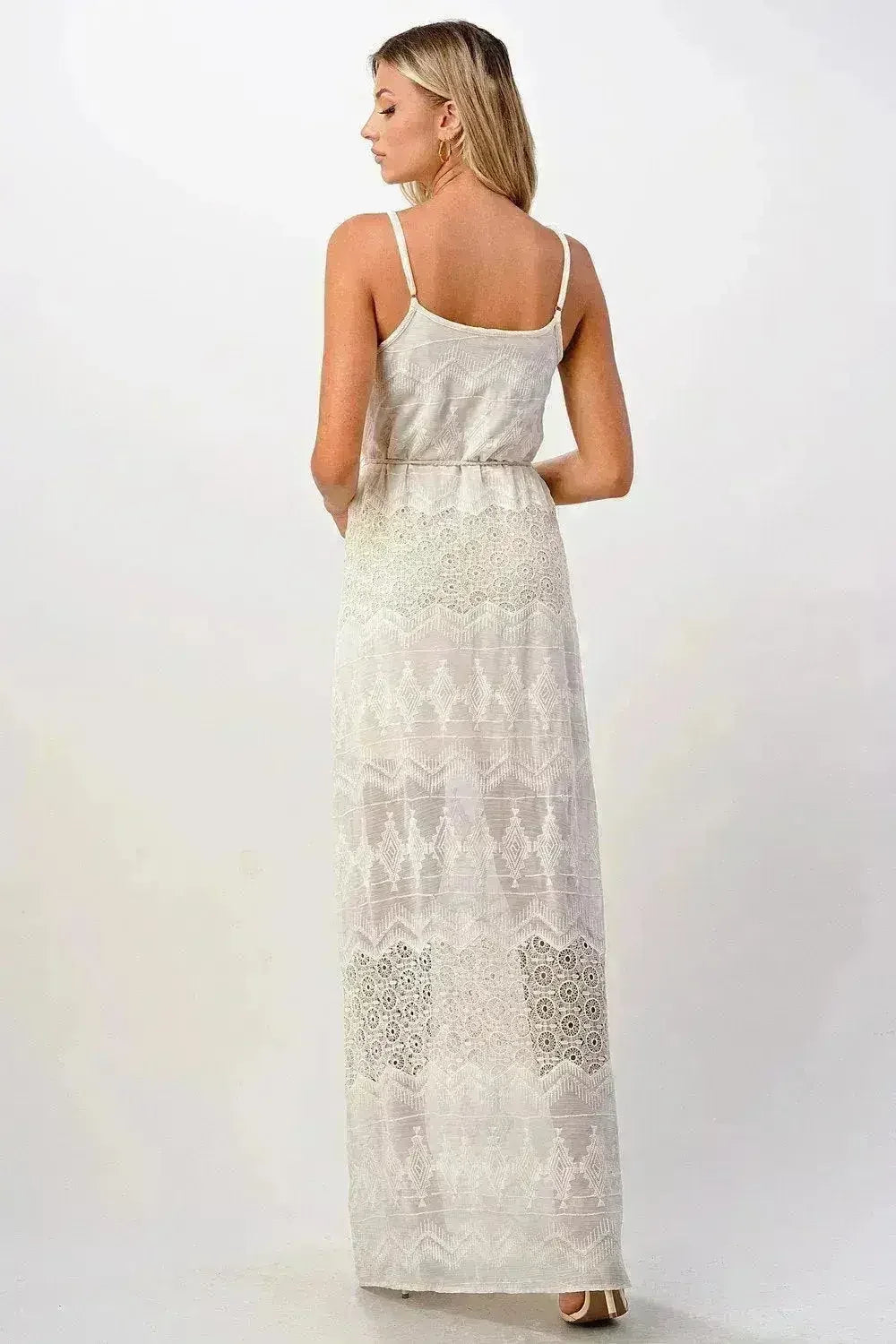 Boho-Inspired Embroidered Maxi Dress with Adjustable Straps - Femstylo