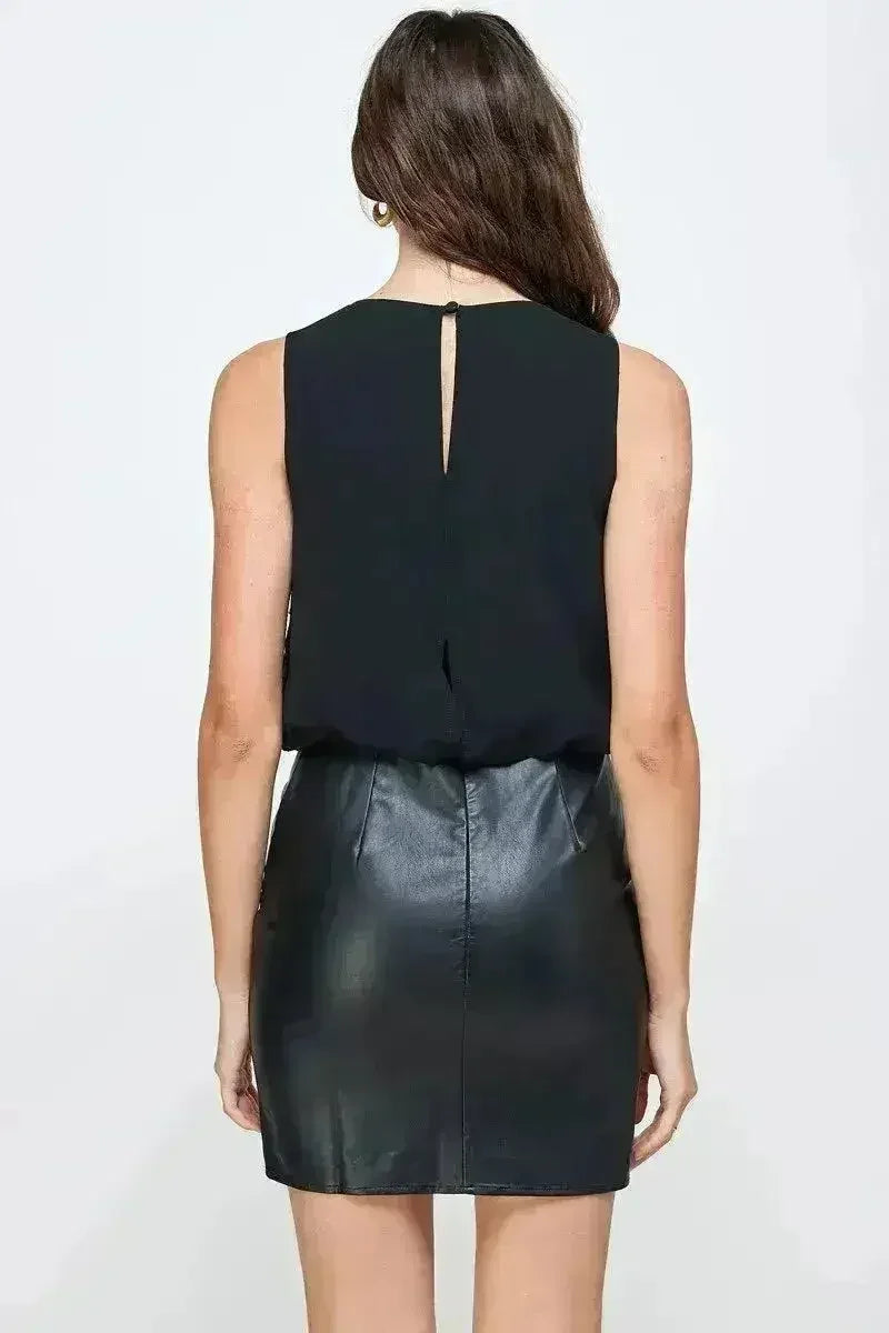 Sleeveless Textured Shift Dress – Modern Glamour - Femstylo