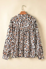Light Leopard Print Balloon Sleeve Loose Blouse | Femstylo - Femstylo