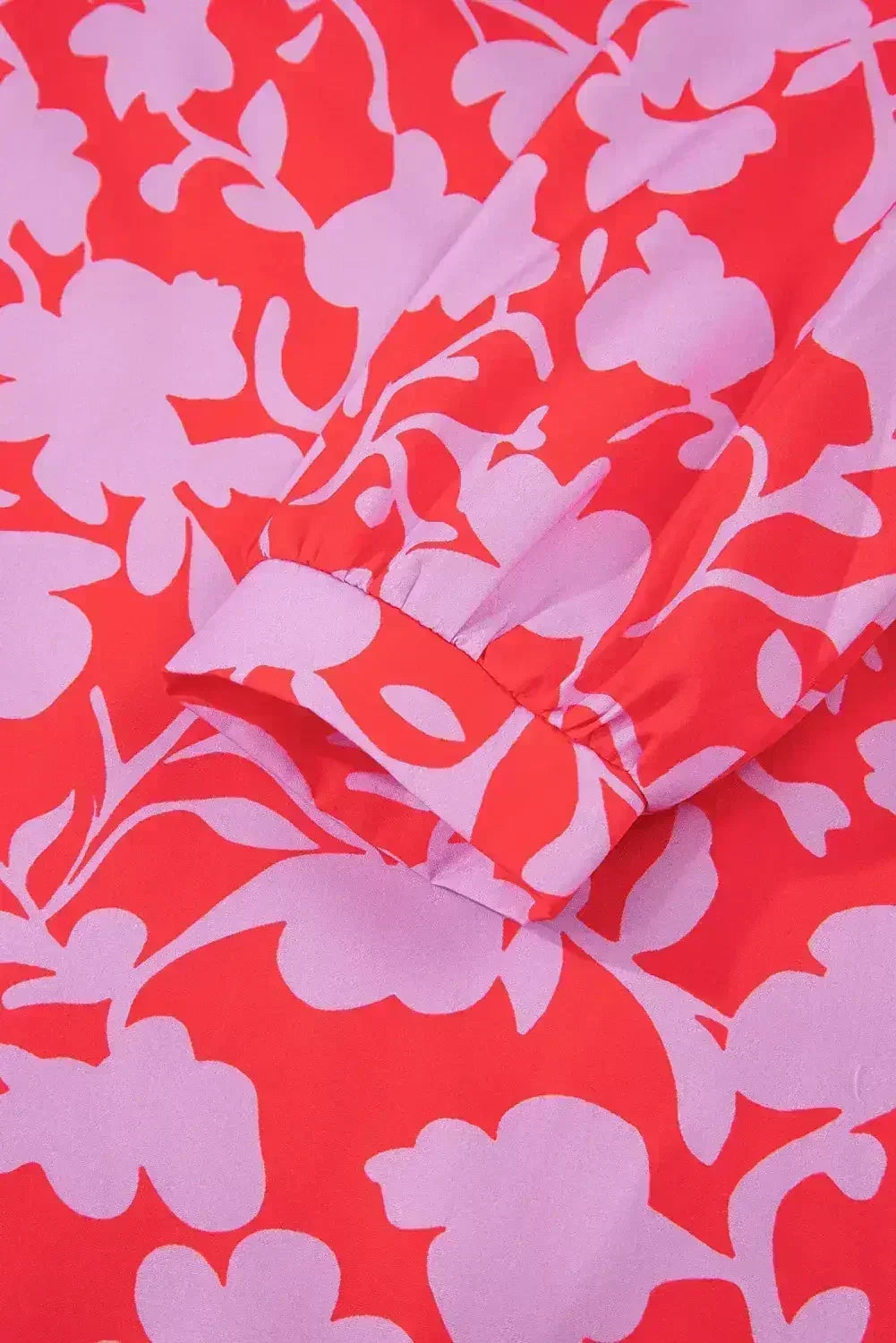 Red Floral 3/4 Sleeve Ruffle Hem Mini Dress - Femstylo