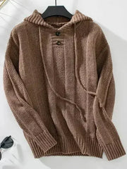 Drawstring Long Sleeve Hooded Sweater - Femstylo