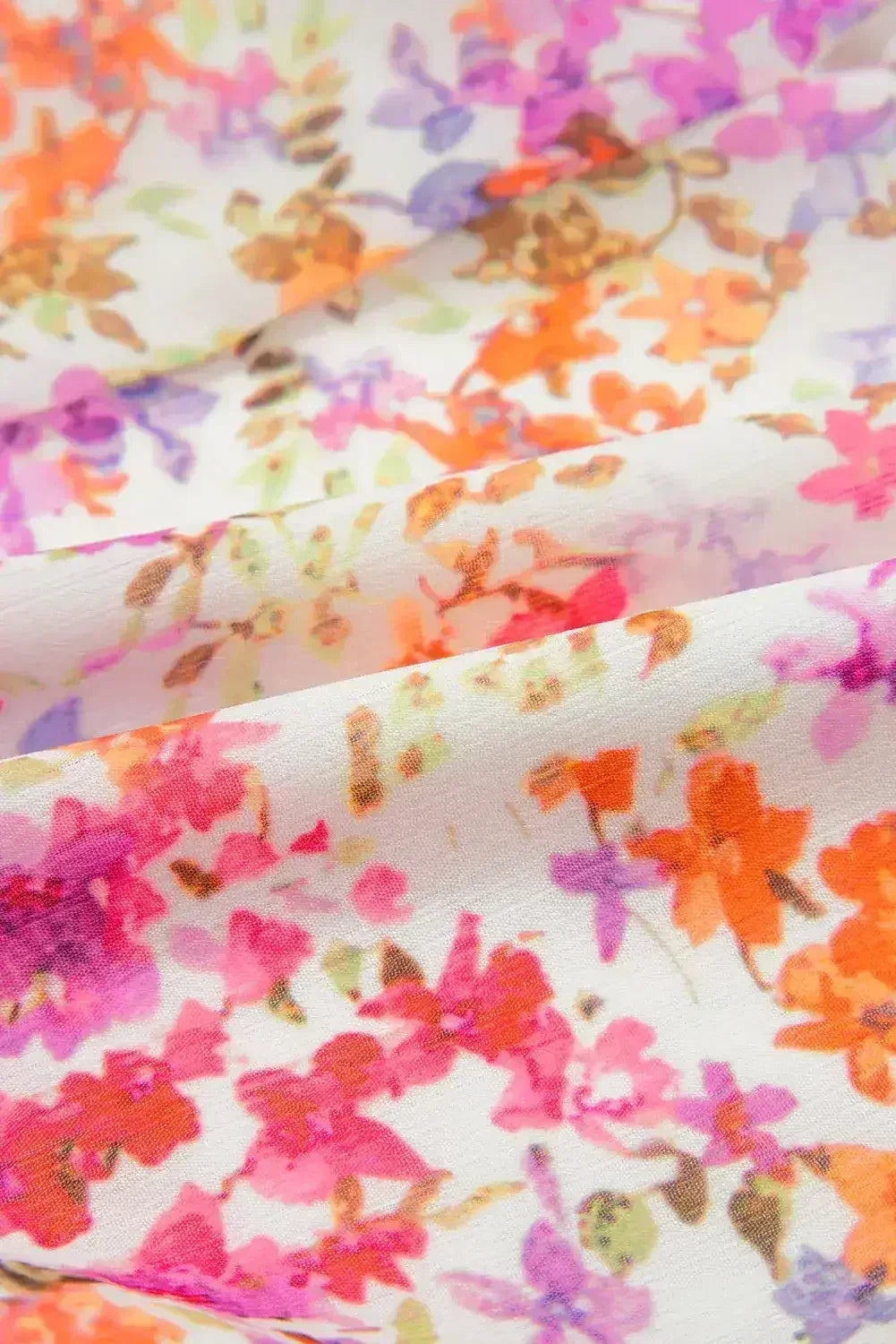 Red Floral Print Notched V Neck Puff Sleeve Tiered Mini Dress - Femstylo