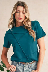 Dirty Blue Solid Color Round Neck T Shirt - Femstylo