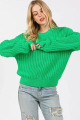SAGE + FIG Round Neck Drop Shoulder Sweater - Femstylo