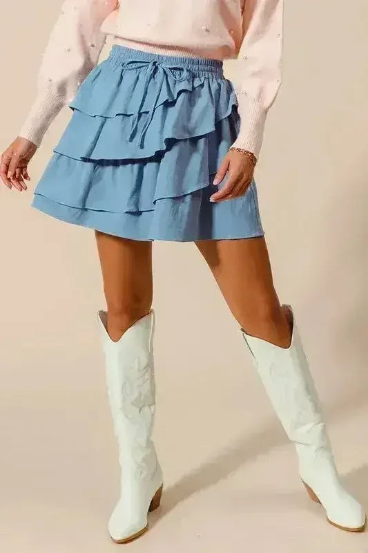 SO ME Asymmetrical Ruffled Game Day Skirt - Femstylo