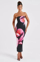25 Edition – Backless Floral Draped Tube Maxi Dress (NICHE) - Femstylo