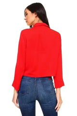 Solid Button Down Tie Front Blouse | Femstylo - Femstylo